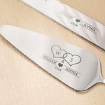 Personalised Initial Wreath Design Wedding Cake Knife Server Set with Name and Date 2 Pcs Wedding Gift for Newlyweds Couple