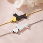 Personalised Heart-Shaped Initial Bead Opal Dachshund Bracelet Birthday Memorial Gift for Dog Owners Lovers