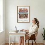 Personalized Watercolor First Date Location Photo Framed Canvas Print with Date and Text Ship from USA Valentine's Day Anniversary Gift for Couples