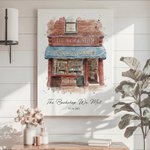 Personalized Watercolor First Date Location Photo Framed Canvas Print with Date and Text Ship from USA Valentine's Day Anniversary Gift for Couples