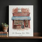 Personalized Watercolor First Date Location Photo Framed Canvas Print with Date and Text Ship from USA Valentine's Day Anniversary Gift for Couples