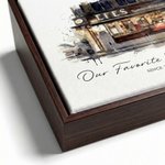 Personalized Watercolor First Date Location Photo Framed Canvas Print with Date and Text Ship from USA Valentine's Day Anniversary Gift for Couples