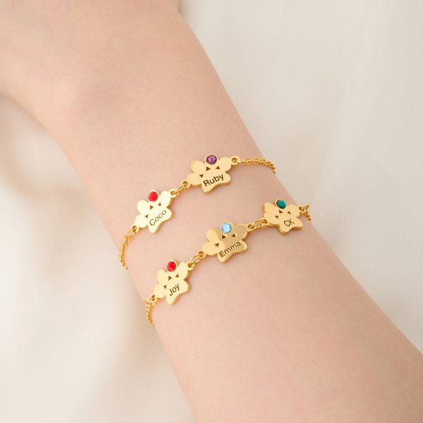Bracelet personnalisé 1-8 Paw Prints Birthstone avec Names Birthday Memorial Gift for Dog Owners Lovers