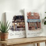 Personalized Watercolor First Date Location Photo Framed Canvas Print with Date and Text Ship from USA Valentine's Day Anniversary Gift for Couples