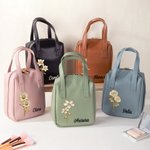 Personnalisé Vintage Gold-Edged Birth Flower Name Portable PU Leather Makeup Bag with Handle Travel Accessory Birthday Gift for Women Girls