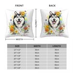 Personalized Watercolour Flowers Pet Photo Soft Throw Pillow Cover with Name Home Decor Loss of Pet Birthday Gift for Pet Owner Lover