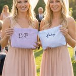 Personalizado Multicolor Bordado Rayas Bolsa de Maquillaje con Nombre Día de la Madre Fiesta de Novia Regalo para Madre Dama de honor