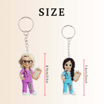 Personalizzato Cartoon infermiere personaggio acrilico portachiavi con nome uso quotidiano infermiere Settimana Apprezzamento regalo per il personale medico