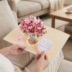 Personalized 3D Flower Greeting Card with Text Birthday Anniversary Valentine's Day Mother's Day Gift for Her