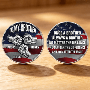 Personalised To My Brother National Flag 2-6 Fists Coin with Names and Display Stand Birthday Friendship Anniversary Gift for Brother
