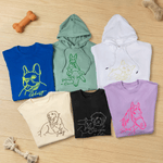 Gepersonaliseerd Puff Pet Line Portrait T-shirt Sweatshirt Hoodie met Tekst Verjaardag Dagelijks Gebruik Cadeau voor Huisdierenliefhebbers