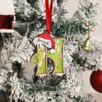 Gepersonaliseerd Kerstmuts Sportbal Initiaal 3D Gelaagd Houten Ornament met Naam Home Tree Decor Kerst Atleet Cadeau voor Bal Sportliefhebbers