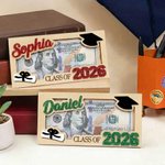 Personalisierte Glückwünsche Klasse der Graduierung hölzerne Geldhalter mit Namen und Jahr Graduierung Party Geschenk für Absolventen Studenten