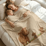 Personalised 1-10 Highland Cow Soft Throw Blanket with Name Home Decor Mother's Day Birthday Gift for Mom Grandma