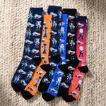 Personalisierte Cartoon Polizist Polizeiauto weiche Mid-Calf Socken mit 1-2 Fotos täglich tragen Geburtstagsgeschenk für Polizeibeamte