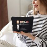Personalized Retro Cartoon Nurse Character Makeup Bag with Name Nurse Week Graduation Appreciation Gift for Medical Staff