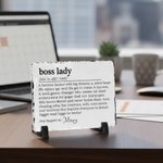 Personalised Boss Lady Slate Plaque with Name and Stand Office Decor Motivating Gift for Women Leader Coworker