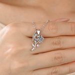 Personalised Exquisite Birthstone Rose Necklace with Initial Dainty Jewellery Birthday Anniversary Gift for Women