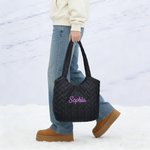 Personalisierte Diamant gesteppt Stickerei leichte Tragetasche mit Namen täglichen Gebrauch Reise Geburtstag Geschenk für Frauen