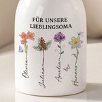 Personalisierte Keramikvase mit Geburtsblumen und Namen der Familienmitgliedern | mit Widmung | Wohndeko | Geburtstag Muttertag Geschenk für Mama Oma