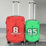 Personalised Cartoon Racing Character Luggage Cover Fits 18-32 Inches Suitcase with Name and Number Travel Use Birthday Gift for Racing Enthusiasts