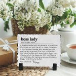Personalised Boss Lady Slate Plaque with Name and Stand Office Decor Motivating Gift for Women Leader Coworker