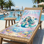 Personalized Gorgeous Summer Mermaid Princess Quick Dry Beach Towel with Name Beach Party Birthday Gift for Girls Friends Family