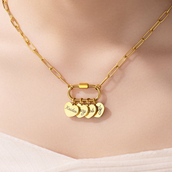 Personalizado Múltiple Corazón Nombre Clip Collar Exquisita Joyería Cumpleaños Día de la Madre Aniversario Regalo para Mujer Mamá