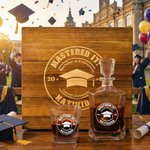 Personalized Mastered It Graduation Cap Square Decanter with Name and Year Graduation Party Gift for Graduate Whiskey Lover