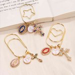 Personalized Catholic Cross Paper Clip with Initial Religious Baptism First Communion Gift for Book Lovers Bookworm