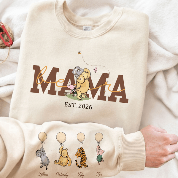 Personalized Classic Winnie the Pooh Multicolor Soft T-shirt Sweatshirt with Name and Year Birthday Mother's Day Gift for Mom Grandma