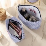 Personalizado Multicolor Bordado Rayas Bolsa de Maquillaje con Nombre Día de la Madre Fiesta de Novia Regalo para Madre Dama de honor