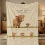 Personalised 1-10 Highland Cow Soft Throw Blanket with Name Home Decor Mother's Day Birthday Gift for Mom Grandma