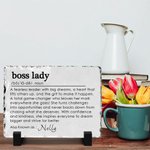 Personalised Boss Lady Slate Plaque with Name and Stand Office Decor Motivating Gift for Women Leader Coworker