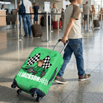Personalised Cartoon Racing Character Luggage Cover Fits 18-32 Inches Suitcase with Name and Number Travel Use Birthday Gift for Racing Enthusiasts
