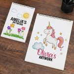 Personalized Meadow Rainbow Mermaid Sketchbook with Name and 50/100 Pages Daily Drawing Art Birthday Gift for Boys Girls