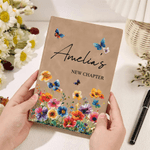 Personalizzato Nuovo Capitolo Fiore acquerellato A5 Taccuino in pelle PU con nome Forniture per ufficio Regalo di pensionamento per amici pensionati