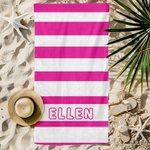Personlig strandhandduk med namn snabbtorkande extra stort badlakan med klassiska ränder perfekt som sommarpresent och resemåste