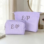 Personalizado Multicolor Bordado Rayas Bolsa de Maquillaje con Nombre Día de la Madre Fiesta de Novia Regalo para Madre Dama de honor