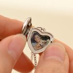 Personalisierte einfache Linie Familie Foto herzförmig Medaillon Halskette zierlich Schmuck Geburtstag Muttertag Geschenk für Mama Familie