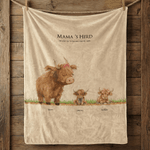 Personalised 1-10 Highland Cow Soft Throw Blanket with Name Home Decor Mother's Day Birthday Gift for Mom Grandma