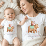 Personalised Cute Family Bear 100% Cotton Baby Bodysuit T-shirt Matching Outfit with Names First Mother's Day Gift for Newborn New Mom