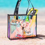 Gepersonaliseerde Ocean Creature Holografische Transparante Draagtas met Naam Zomer Vakantie Dagelijks Gebruik Verjaardagscadeau voor Vrienden Meisjes