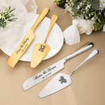 Personalised Initial Cake Knife and Server Set with Name and Date Wedding Engagement Gift for Couple