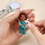 Personalizzato Cartoon infermiere personaggio acrilico portachiavi con nome uso quotidiano infermiere Settimana Apprezzamento regalo per il personale medico