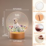 Personalized Floral Pet Photo LED Night Light with Name Date and Wooden Base Sympathy Memorial Loss of Pet Birthday Gift for Pet Owners Lovers