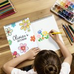 Personalized Flower Art Sketchbook Drawing Art Pad with Name Party Favor Birthday Back to School Gift for Girls