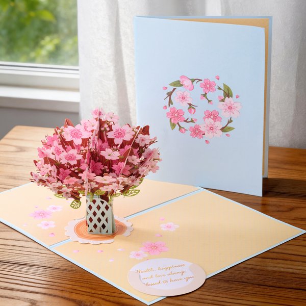 Personalized 3D Flower Greeting Card with Text Birthday Anniversary Valentine's Day Mother's Day Gift for Her