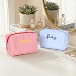 Personalizado Multicolor Bordado Rayas Bolsa de Maquillaje con Nombre Día de la Madre Fiesta de Novia Regalo para Madre Dama de honor