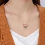 Personalized Dainty Birthstone Heart Necklace with Engraved Text Exquisite Jewelry Mother's Day Birthday Anniversary Gift for Mom Woman